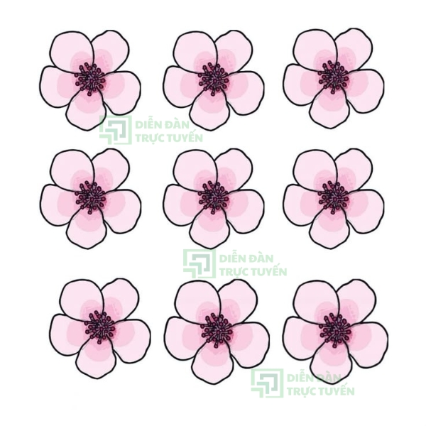 Mẫu Bông Hoa Đào 5 Cánh Vector