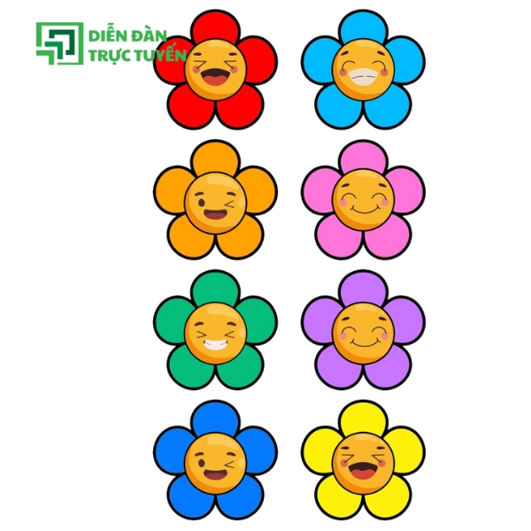 Mẫu Vector Bông Hoa 5 Cánh Đa Sắc Thái