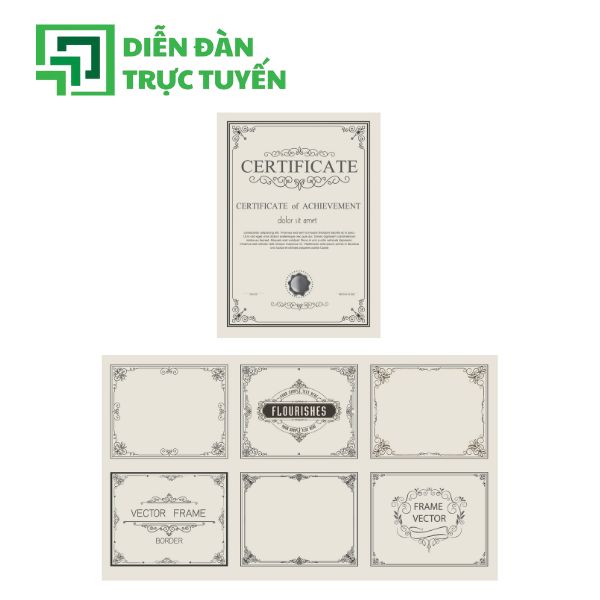 Mẫu Khung Viền Vector Giấy Chứng Nhận Hoạ Tiết Cổ Điển