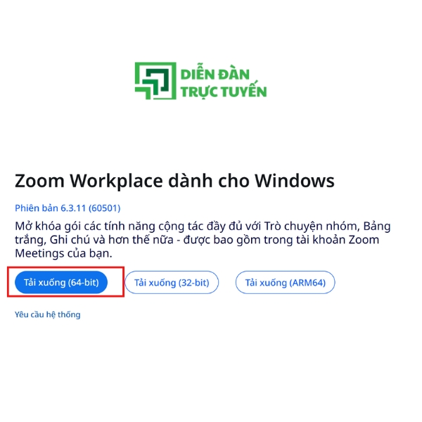 Phần Mềm Zoom Workplace dành cho Windowns