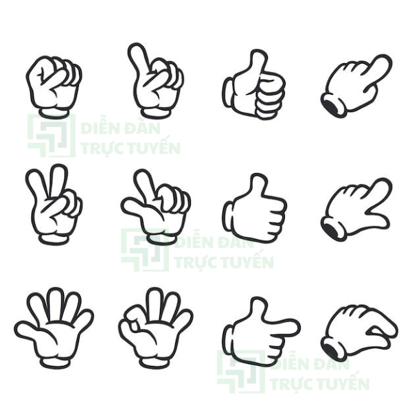 Mẫu Bàn Tay Cử Động Đơn Giản Vector
