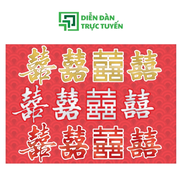 Mẫu Chữ Hỷ Vector Truyền Thống 