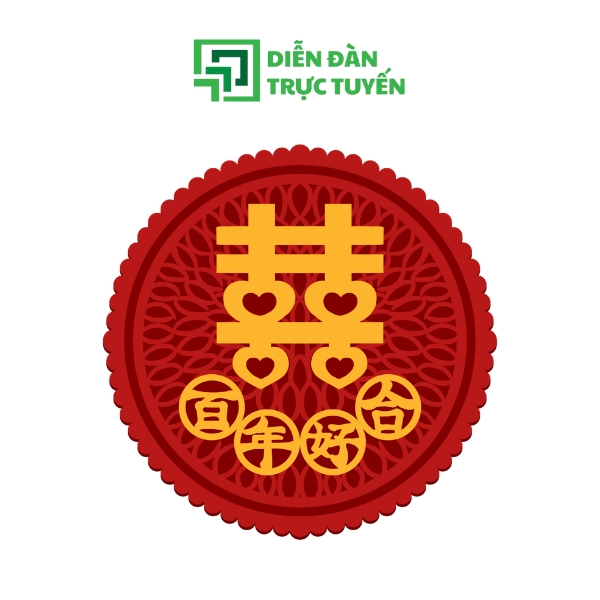 Mẫu Vector Chữ Hỷ Hình Tròn Hoa Văn 