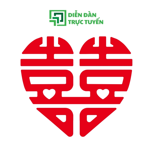 Mẫu Vector Chữ Hỷ Trái Tym Dễ Thương