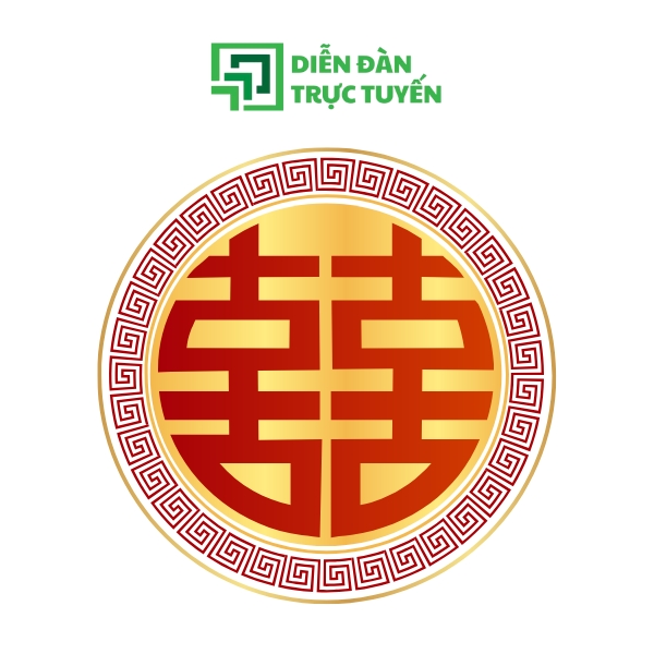 Mẫu Vector Chữ Hỷ Hình Tròn Đơn Giản