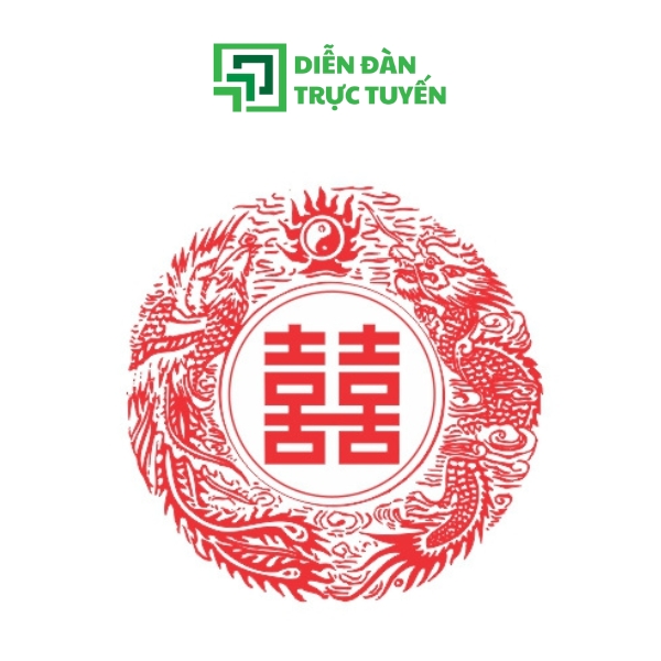 Mẫu Vector Chữ Hỷ Hình Tròn Rồng Bay