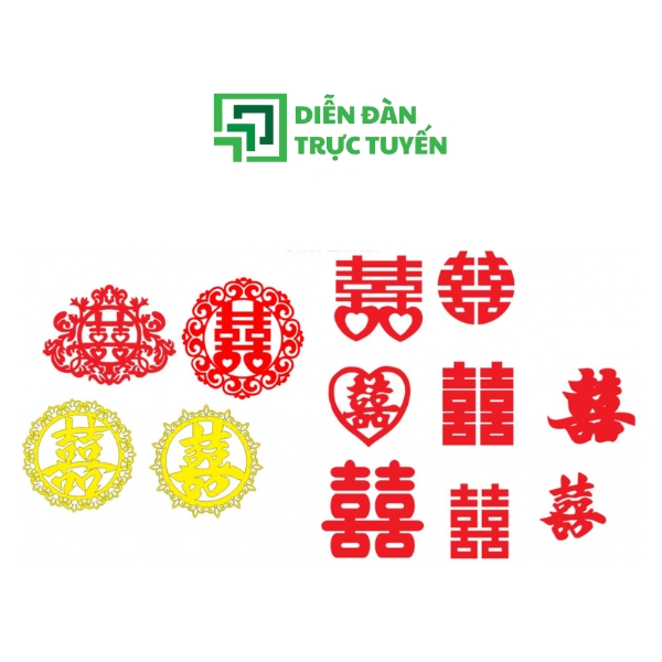 Mẫu Chữ Hỷ Vector Nhiều Kiểu Màu Đỏ
