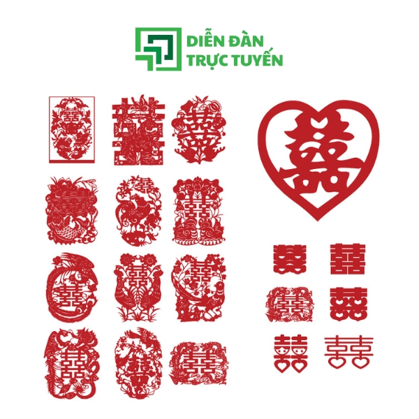 Mẫu Chữ Hỷ Vector Rồng Bay Phượng Múa