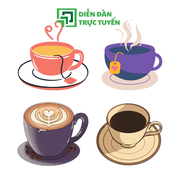Mẫu Tách Coffee Vector Đầy Màu Sắc