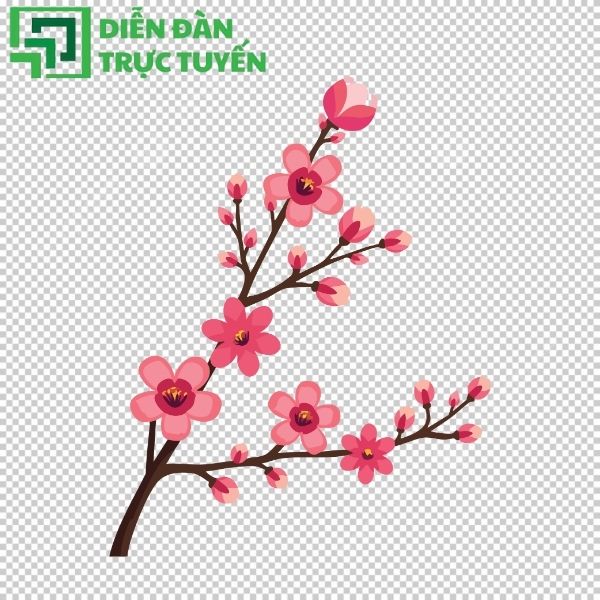 Cành hoa đào vector nhẹ nhàng và tinh tế