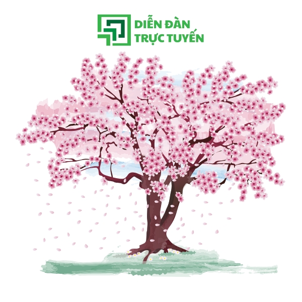 Mẫu Cây Hoa Đào Vector Lá Rơi