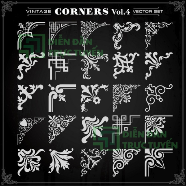 Hoa Văn Góc Vector Tinh Xảo
