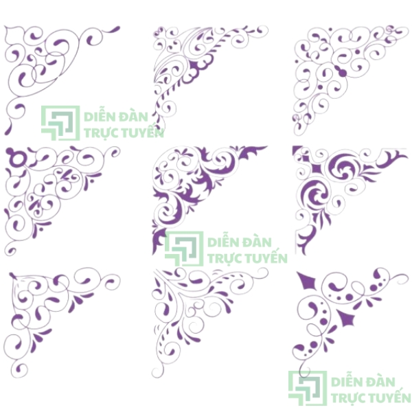 Hoa Văn Góc Vector Màu Sắc Tươi Sáng