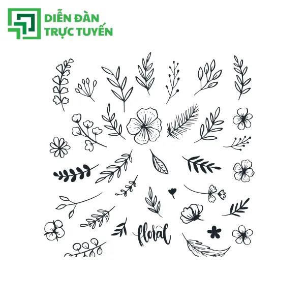 hoa lá vector cổ điển 