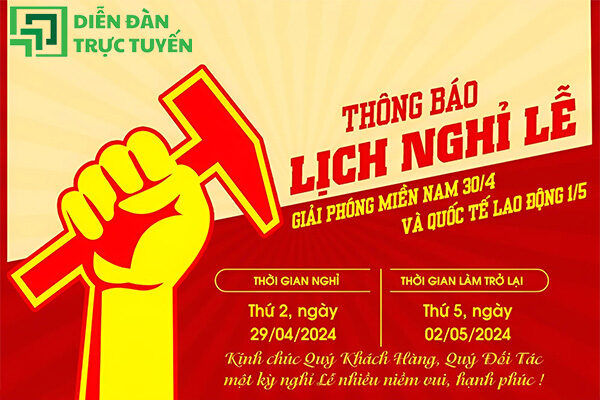 Mẫu Thông Báo Nghỉ Lễ 30/4 1/5 Dành Cho Công Ty