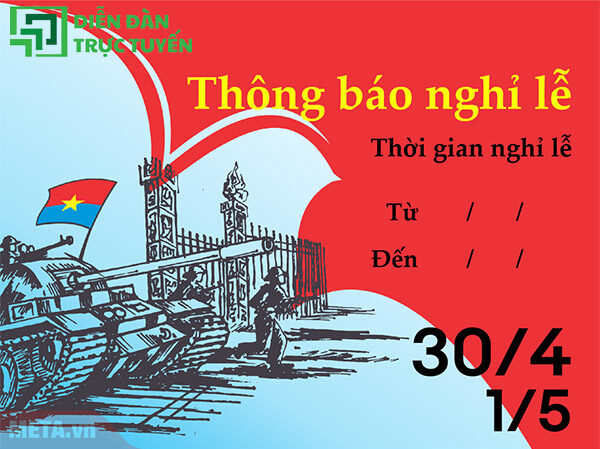 Mẫu Thông Báo Nghỉ Lễ 30/4 1/5 Thiết Kế Sẵn Dễ Chỉnh Sửa