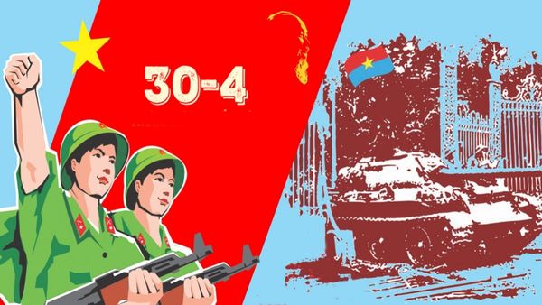 Background 30/4 - 1/5 hiện đại, phù hợp in ấn và truyền thông