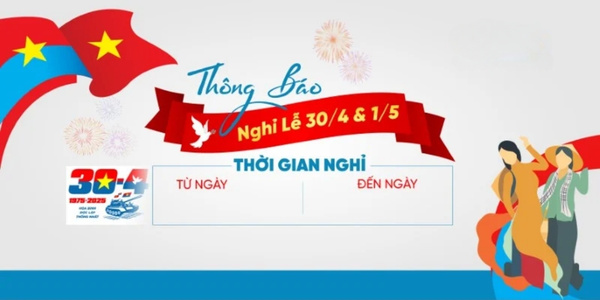 Mẫu thông báo nghỉ lễ 30/4 1/5 file vector/PNG chất lượng cao