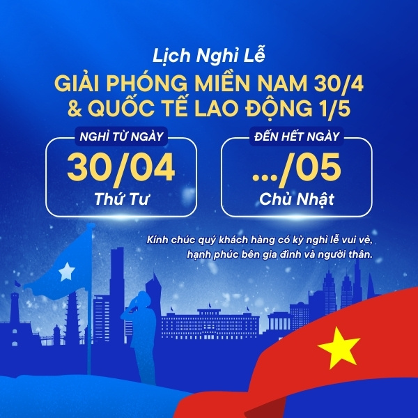 Mẫu thông báo nghỉ lễ 30/4 1/5 cho khách hàng