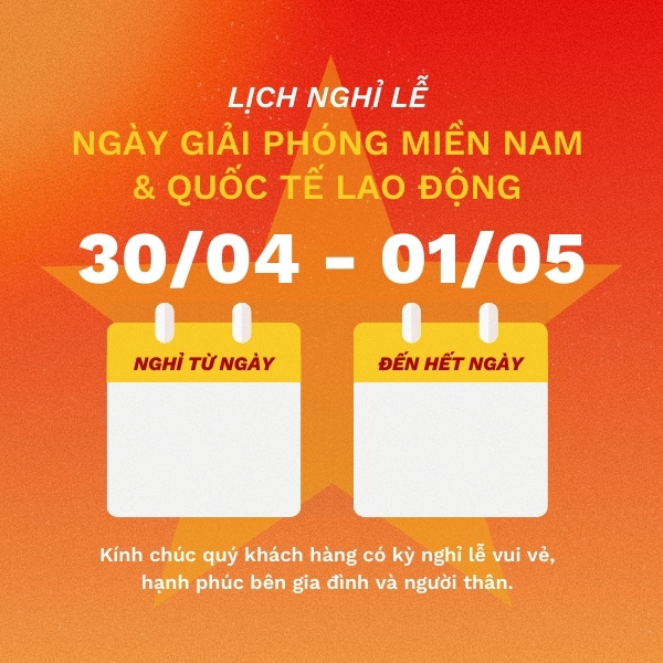 Mẫu thông báo nghỉ lễ 30/4 và 1/5 mới nhất 2026
