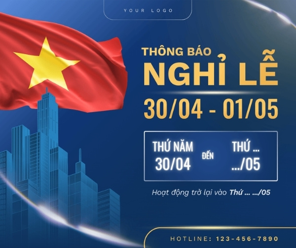 Tải trọn bộ file mẫu thông báo nghỉ lễ 30/4 và 1/5 vector