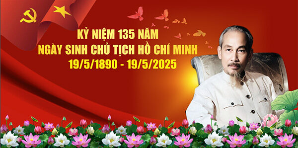 Backdrop Kỷ Niệm 135 Năm Ngày Sinh Bác Hồ Vector