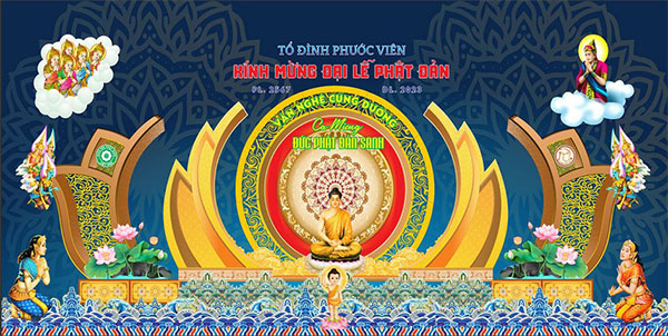 Backdrop Phật Đản Cho Chùa, Hội Phật Giáo 