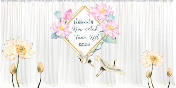 Backdrop Cưới Vector Tông Trắng Vàng Sang Trọng