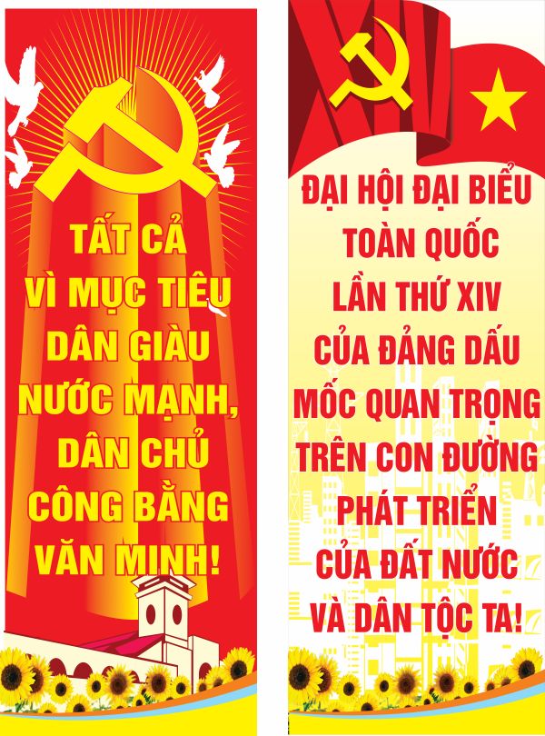 Băng Rôn Đại Hội Đảng Vector Đỏ Vàng Nổi Bật 