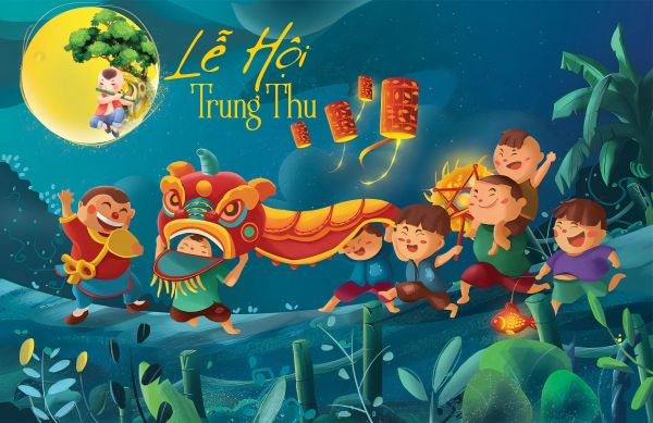 Phông Trung Thu Vector Cho Bé – Ngộ Nghĩnh, Dễ Thương
