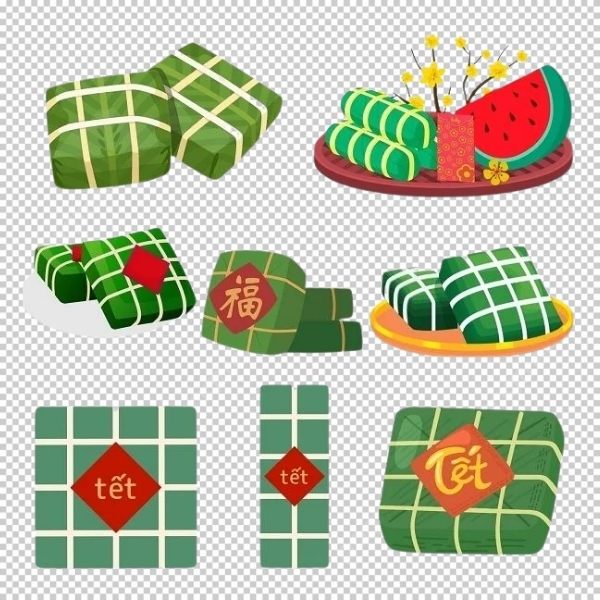 Thiết kế Tết nổi bật với mẫu vector bánh chưng