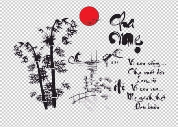 Lời chúc cha mẹ bằng thư pháp vector