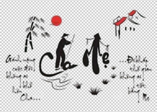 Mẫu vector chữ cha mẹ thư pháp đơn giản