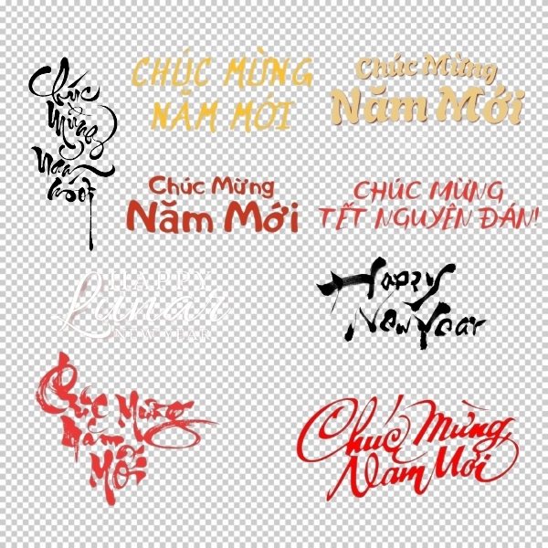 Chữ vector đỏ vàng – sắc thái chuẩn Tết Việt