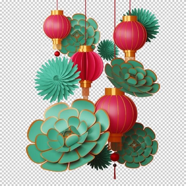 Hình ảnh đèn lồng Tết vector mang màu xuân an vui