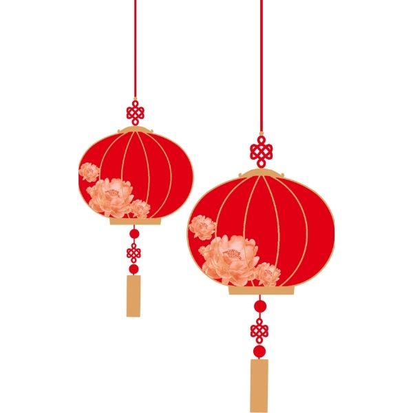 Thiết kế đồ họa Tết không thể thiếu lồng đèn treo Tết vector