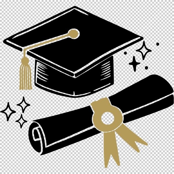 Mũ tốt nghiệp kèm giấy tốt nghiệp vector