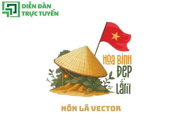 Nón lá vector đơn giản nhưng đậm hồn Việt