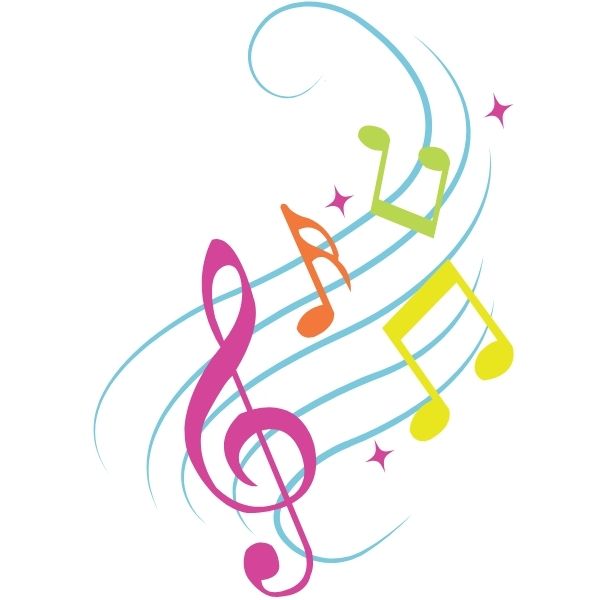 Hình nốt nhạc vector nhiều màu dành cho poster ca nhạc