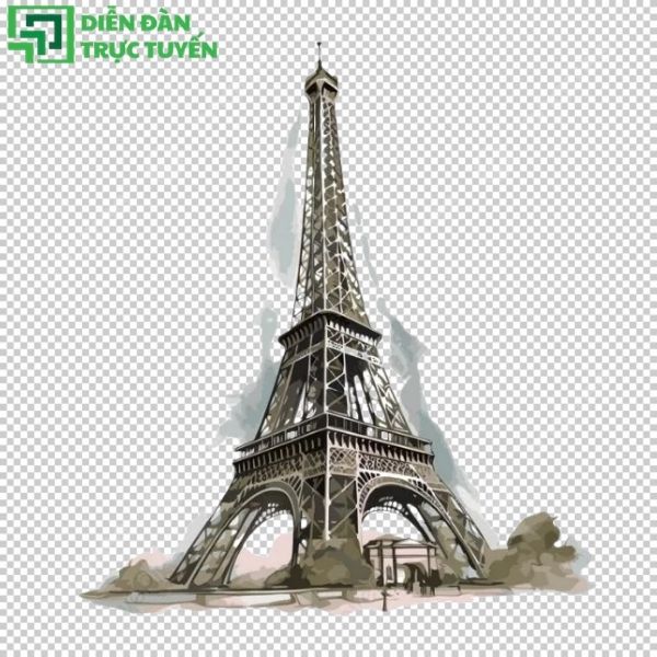 Tháp Eiffel Vector đẹp, file PNG và AI tải miễn phí