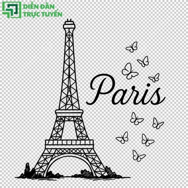 Tải mẫu tháp Eiffel vector tách nền PNG