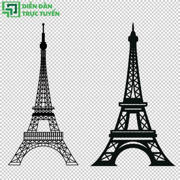 Mẫu tháp Eiffel vector đen trắng dễ chỉnh sửa