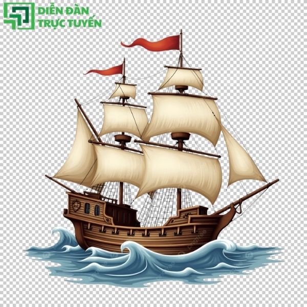 Mẫu thuyền buồm hoạt hình vector dành cho thiết kế thiếu nhi.