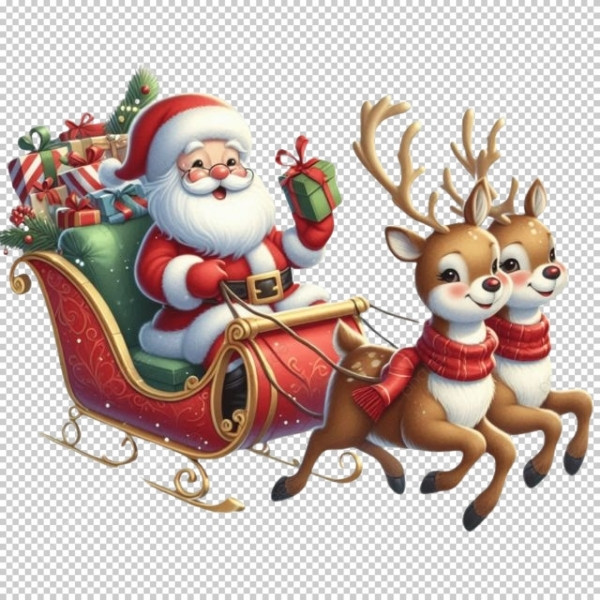 Ông già noel cưỡi tuần lộc vector