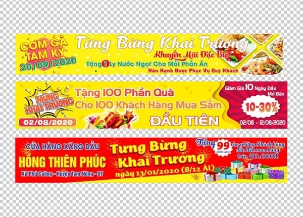 Mẫu băng rôn khai trương quán ăn vector