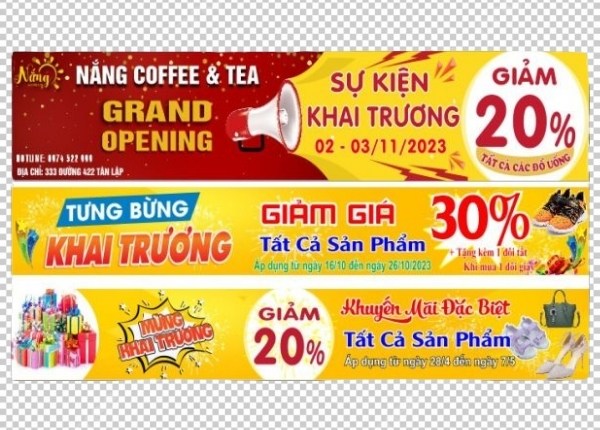 Băng rôn khai trương vector sắc nét