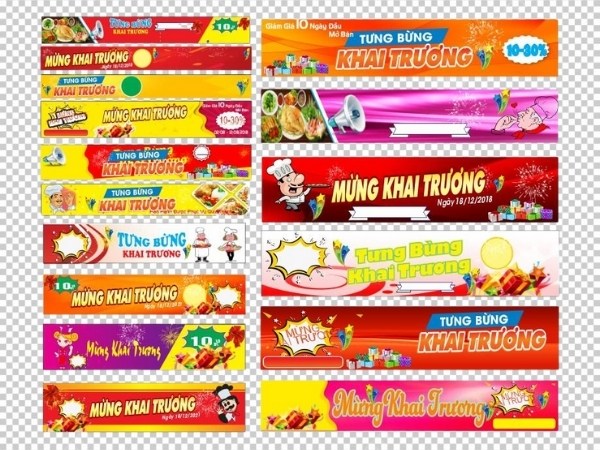 Tổng hợp nhiều mẫu băng rôn khai chương vector đa dạng