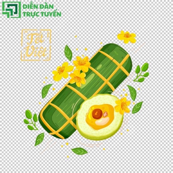 Mẫu vector bánh tét lá chuối xanh mướt