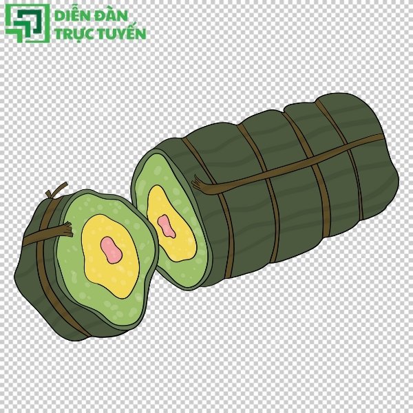 Vector bánh tét với nhân đậu xanh