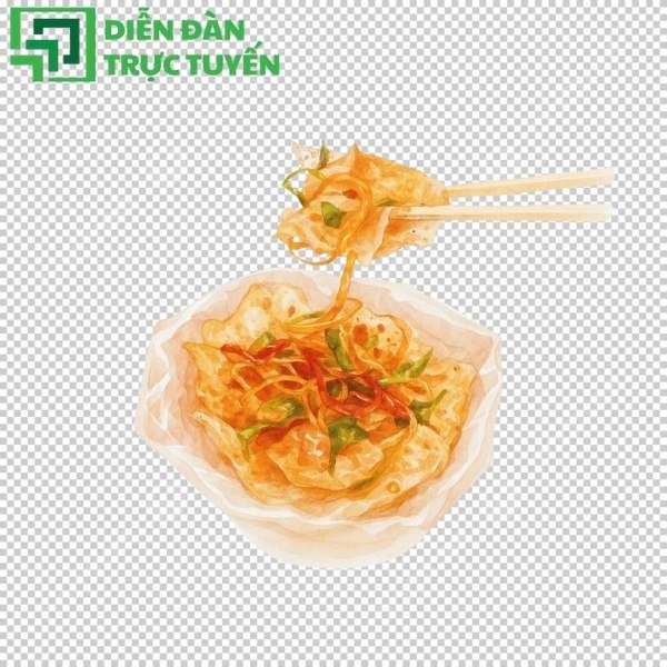 Mẫu bánh tráng trộn vector tô đầy màu sắc